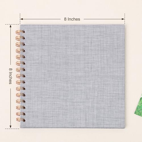 Scrapbook Photo Album 8x8 Inches 40 Pages Linen Cover Grey - Image 3