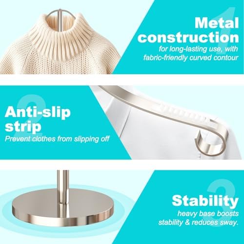 Shirt Display Stand Mannequin Torso 18-33 Inch Adjustable,Nickel - Image 3