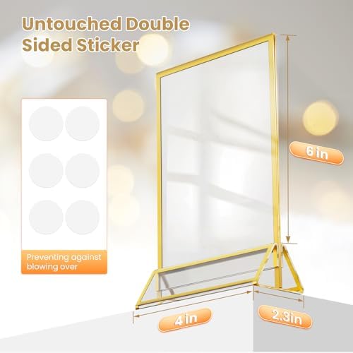 Acrylic Sign Holder 4X6 Double-Sided Gold Picture Frames ，6 Pack - Image 2