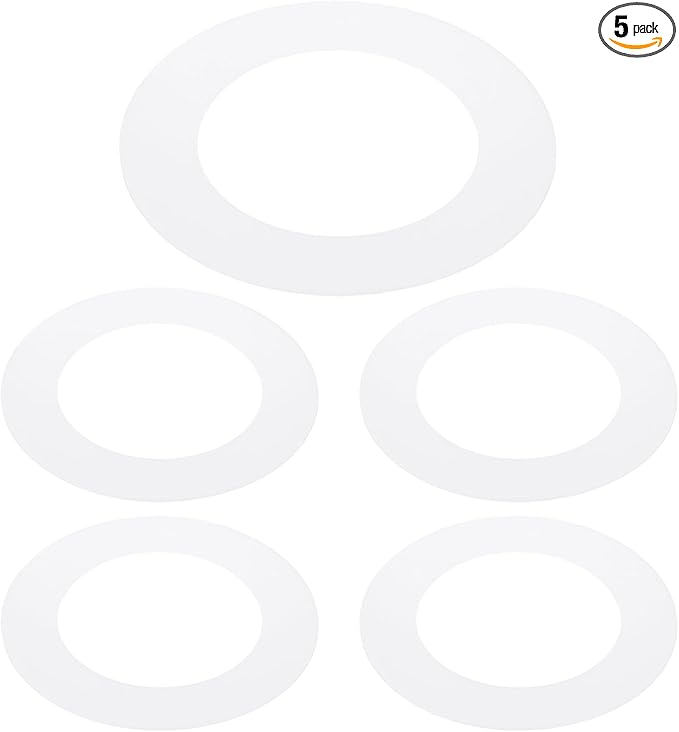 PATIKIL 3.2" ID 4.9" OD Plastic Trim Ring, 5 Pcs Ceiling Light Goof Rings Matte Circular Light Cover Lighting Fixture for Ceiling Wall Recessed Can Downlights, Translucent Matte White by PATIKIL
