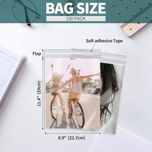 ZBEIVAN 100 Pack 8 15/16" x 11 3/8" Acid-Free Crystal Clear Sleeves Storage Bags for 8.5x11 Art Prints, Photo Framing Mats, and Craft Wrapping - Image 2