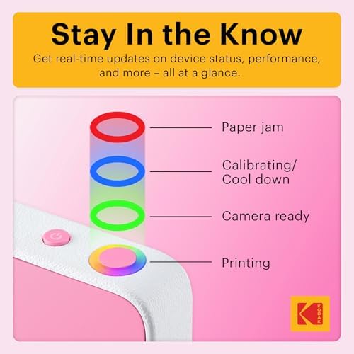 Kodak Printomatic+ Instant Print Digital Camera (Pink) 10MP Portable Camera with Interactive RGB LED Status Indicator, Prints Full-Color Photos on Zink 2x3” Sticky-Backed Photo Paper - Easy & Fun - Image 5