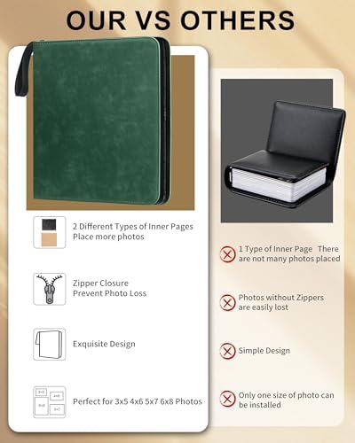 Leather Photo Album 4x6 200 Photos, DIY Scrapbook with 50 Sheets and 20 Blank Kraft Sheets, Travel Souvenir Diary Photo Book for Family Wedding Baby and Holiday Pictures - Image 3