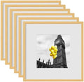 12x12 Picture Frame Set of 6, Display Pictures 8x8 with Mat or 12x12 Without Mat, Tabletop Display and Wall Hanging Photo Frame, Gallery Wall Frame Set, Light Oak by BSRHOME