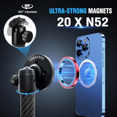 Carbon Fiber Tripod and Monopod Golf Swing Recorder - Ultra Lightweight with MagSafe Magnetic Holder - Adjustable 32-55" Height - Training Aid for iPhone Android (Add Tripod) - Image 3