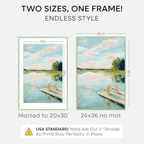 Homeforia 24x36 Green Poster Frame, High-End Metal, 20x30 Mat, Glass - Image 2