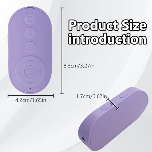 2026 Upgraded Wireless Phone Camera Remote Control with Zoom in/Out, Versatile Shutter for iPhone, Page Turner for e-Book Reading, Short Video Scroller for Ti*ktok (Purple) - Image 2