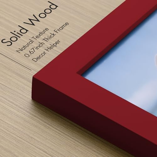 Vittanly 5x7 Picture Frame Made of Solid Wood for Wall or Tabletop, Red - Image 3