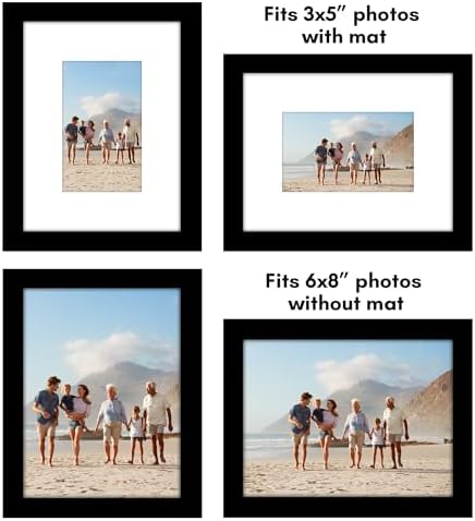 Americanflat 6x8 Picture Frame 5-Pack - Matted to 3x5 - Black - Image 4