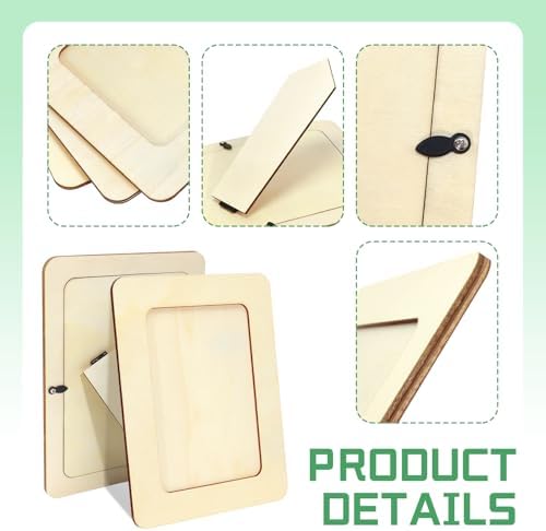 VOKOY 30 Pack Wooden Picture Frames for Crafts, 4" x 6" Photos DIY Wood Frames for Crafting,Unfinished Standing Photo Frames DIY Crafts Wood Decorate for Birthday Party Gifts - Image 3