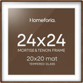 Homeforia 24x24 Mortise&Tenon Walnut Picture Frame, 20x20 Mat, Glass by Homeforia