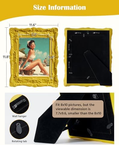 8x10 Decorative Picture Frame with Real Glass,Yellow - Image 5