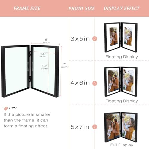 Golden State Art 5x7 Hinged Metal Picture Frame, Matte Black, Tabletop - Image 5