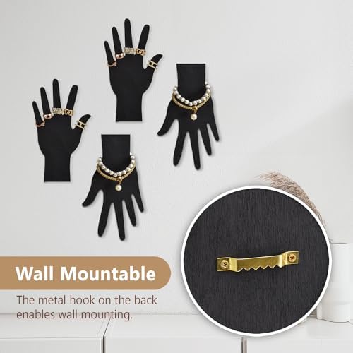 MOOCA 6-Piece Wooden Hand Jewelry Display Set, Wall Mount or Stand - Image 4
