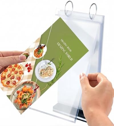 6-Page Flip Menu Holder, Acrylic Tabletop Sign Stand by TEHAOLE
