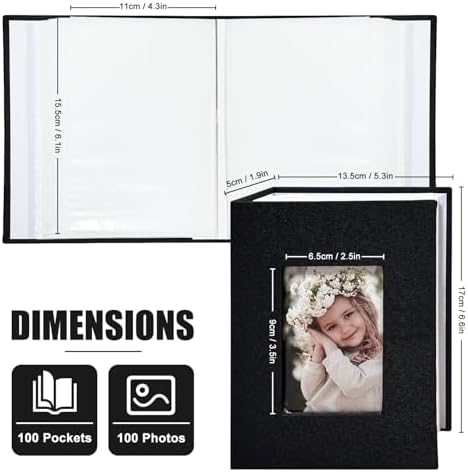Photo Album 4x6 100 Pockets, Linen Cover Top Loader Vertical, Slip-in Picture Black Pockets Albums for Wedding, Family, Anniversary, Baby, Vacation - Image 2