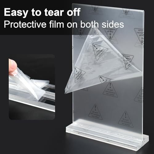 Acrylic Sign Holder 5.5x8.5 Inches 4 Pack, Double Sided Clear Display Stand Table Top Sign Paper Holder, Vertical Menu Flyer Holder, Plastic Sign Frame for Stores, Restaurants, Hotels, Office - Image 7