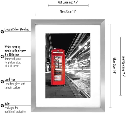 Americanflat 11x14 Picture Frame 2-Pack - Matted to 8x10 - Silver - Image 3