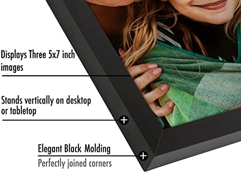 Americanflat 5x7 Hinged Triple Picture Frame - Engineered Wood - Black - Image 3