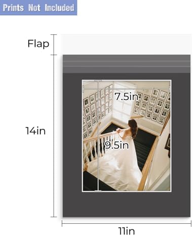 Golden State Art, 10 Pack 11x14 Slip-in Photo Mats Kits for 8x10 Photos, Pre-Pasted Backing Boards, Acid-Free, 8-Ply Thick Cardboard Frames, with Clear Storage Bags (Matte Black) - Image 2