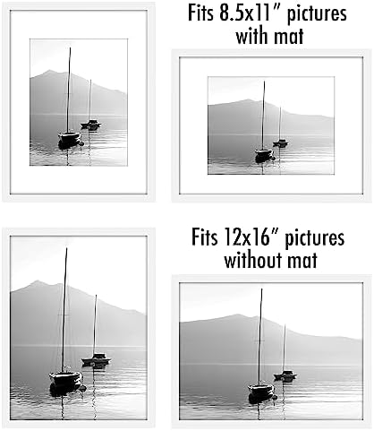 Americanflat 12x16 Picture Frame 5-Pack - Matted to 8.5x11 - White - Image 4