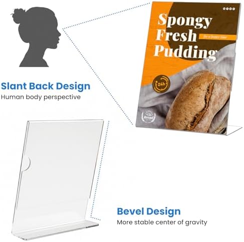 10 Pack Acrylic Sign Holder 5 x 7, L-Shape Clear Plastic Display Stand for Tabletop, Acrylic Stands for Flyers, Table Paper Holder, Vertical Sign Holder 5x7 for Restaurants, Office and School (Slant 10 Pack 5x7) - Image 6