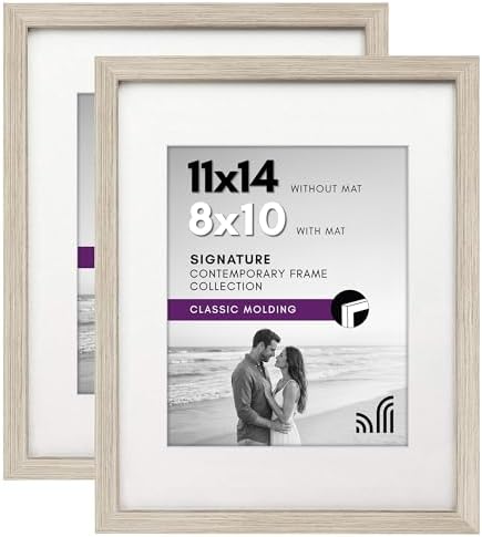 Americanflat 11x14 Picture Frame 2-Pack - Matted to 8x10 - Driftwood by Americanflat