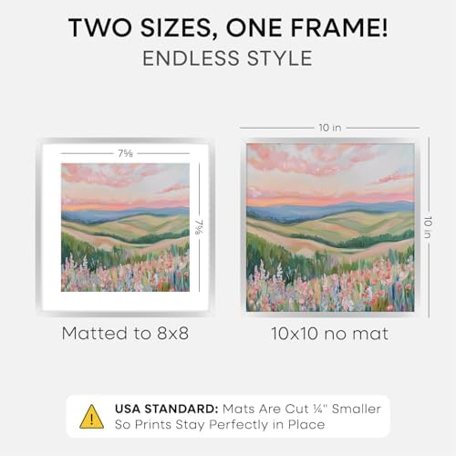 Homeforia 10x10 Silver Picture Frame, High-End Metal, 8x8 Mat, Glass - Image 2