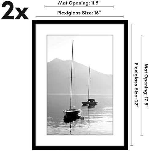 Americanflat 16x22 Poster Frame 2-Pack - Matted to 12x18 - Black - Image 2