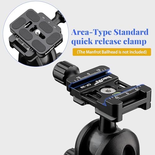Haoge CP-39 Screw Knob Quick Release Clamp Adapter with Hand Strap Bosses Boss Slot fit RRS Sunwayfoto Kirk Benro Arca Swiss Tripod or Monopod Head on Canon Nikon Sony Pentax Olympus Fujifilm Camera - Image 3