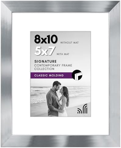 Americanflat 8x10 Picture Frame with Polished Crystal-Clear Glass - Use as 5x7 Frame with Mat or Display 8x10 Photo Without Mat - Signature Collection - Picture Frames for Tabletop and Wall - Silver by Americanflat