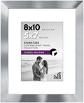 Americanflat 8x10 Picture Frame with Polished Crystal-Clear Glass - Use as 5x7 Frame with Mat or Display 8x10 Photo Without Mat - Signature Collection - Picture Frames for Tabletop and Wall - Silver by Americanflat