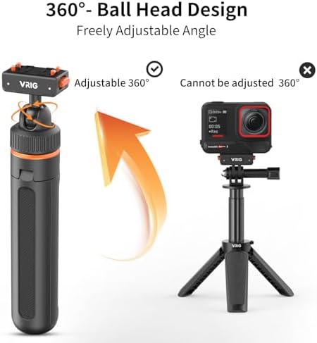 VRIG 15.9" Extended Selfie Stick Tripod for Insta360 X6/Ace Pro2, Magnetic Quick Release Selfie Sticks Handle Grip,360° Portable Vlog Monopod Pole for Insta360 X5/X4/ACE Pro/Ace Accessories - Image 4
