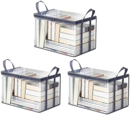 3 Pack Clear Comic Book Storage Containers, Gray by SKYJORMY