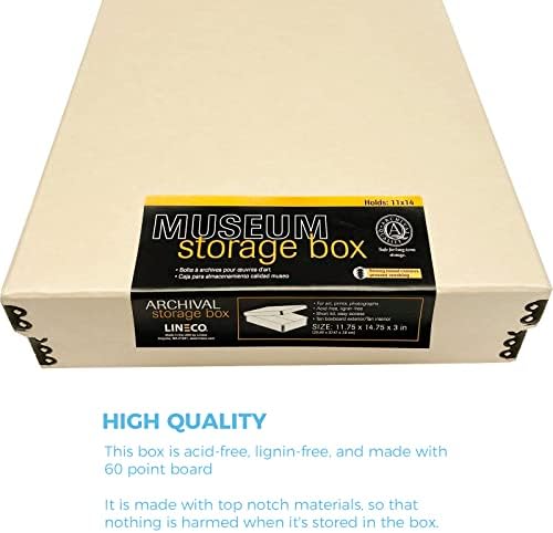Lineco Museum Archival Storage Box, Drop Front, 11.75x14.75x3 in, Tan - Image 5