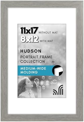 Americanflat 11x17 Picture Frame - Matted to 8x12 - Grey Wood by Americanflat