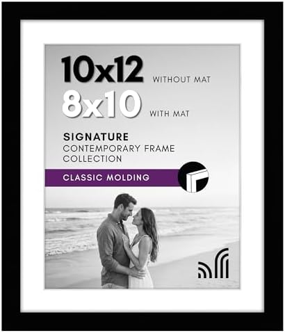 Americanflat 10x12 Picture Frame with Shatter-Resistant Glass - Use as 8x10 Frame with Mat or Display 10x12 Photo Without Mat - Signature Collection - Picture Frames for Wall Display - Black by Americanflat