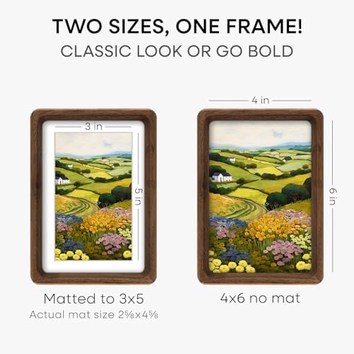 Homeforia 4x6 Mortise&Tenon Walnut Picture Frame, 3x5 Mat, Glass - Image 3