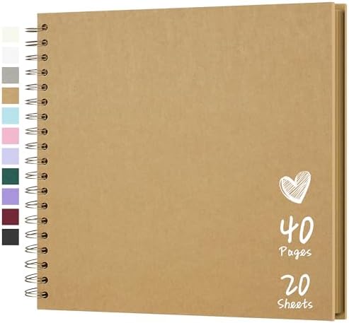 Scrapbook Photo Album 10"x10" 20 Sheets 40 Pages Hardcover Kraft Paper by Hiwhy