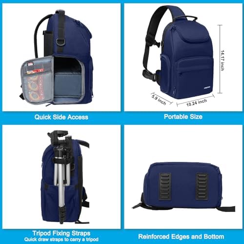 MOSISO Camera Sling Bag, Camera Case Crossbody Photography Bag, Navy Blue - Image 5