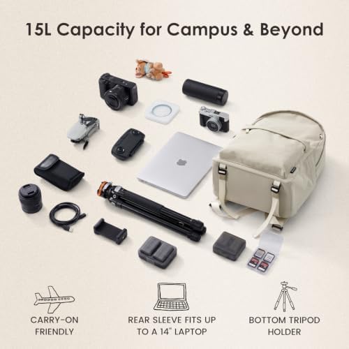TARION Casual Camera Backpack 15L Urban Photography Bag, Once LT15, Beige - Image 5