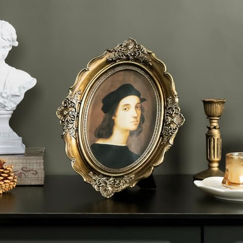 Cuspin 5x7 Gold Picture Frame Vintage Ornate Oval Resin Frame - Image 3
