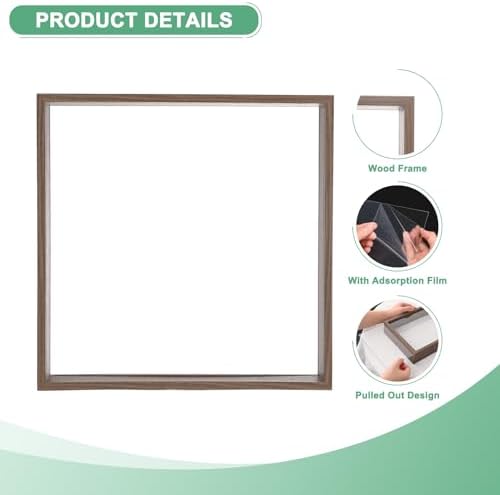 M METERXITY 1-Pack Dried Flower Frame, 12 x 12 Inch Double Acrylic Wooden Dried Flower Photo Floating Frame for Tabletop/DIY/Handicrafts [Coffee] - Image 2