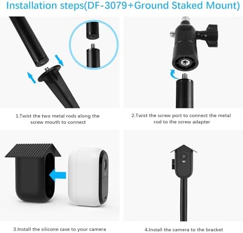 HOLACA Spike Pole Mount Ground Stake and Weatherproof Silicone Skin for Arlo Essential Security Camera(2nd & 3rd Gen),Suitable for Stake into Soft Ground - Image 4