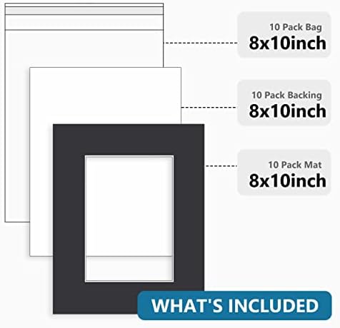 Somime 10 Pack Acid-Free 8x10 Black Mat Set for 5x7 Pictures with Bevel Cut - Image 2