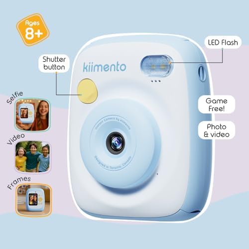 kiimento Instant Print Digital Camera, Ink-Free Thermal Printing with 4 Color-Themed Paper Options, 2.4” HD Screen, Selfie Lens, 48MP Photo, 1080p Video, 32GB Memory Card – Model P2 (Sky Blue) - Image 5