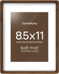 Homeforia 8.5x11 Mortise&Tenon Walnut Picture Frame, 6x8 Mat, Glass by Homeforia