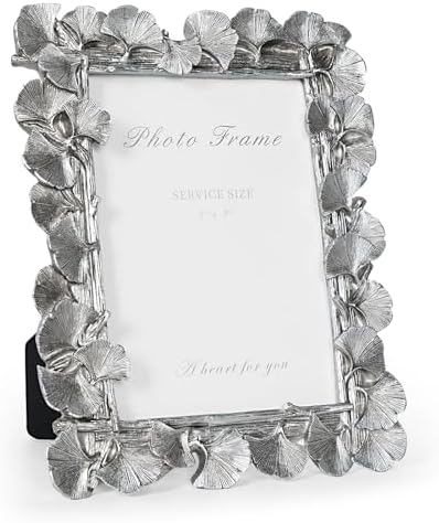 Cuspin 5x7 Silver Picture Frame Vintage Ornate Leaf Textured Photo Frame by Cuspin