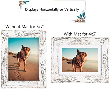 Califortree Rustic White 5x7 Picture Frame - Display Photos 4x6 with Mat or 5x7 Without Mat - Real Glass Frames for Wall and Tabletop - Set of 2 - Image 3