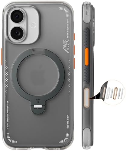 TORRAS Ostand Q3 Air for iPhone 17 Case with 360 Magnetic Stand, Fit for MagSafe, Mil-Grade Drop Tested, Camera Control Button, Shockproof Phone Case for iPhone 17 6.3'', Shadow Black by Unknown